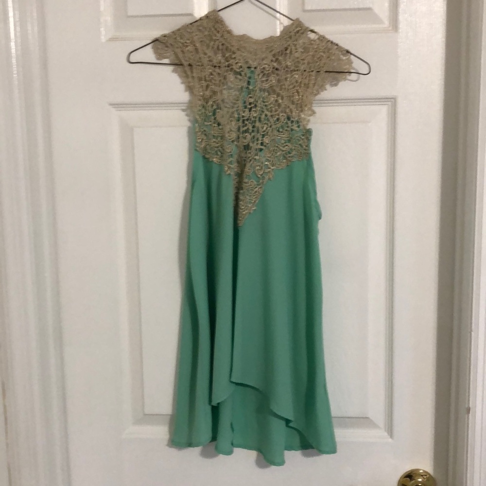 Teal and Gold Lace Tank